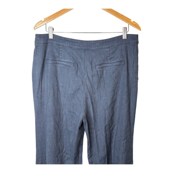 Anthropologie Wide Leg Linen Blend Marin Trousers Women Size 12 Navy Blue NWT - Picture 5 of 11